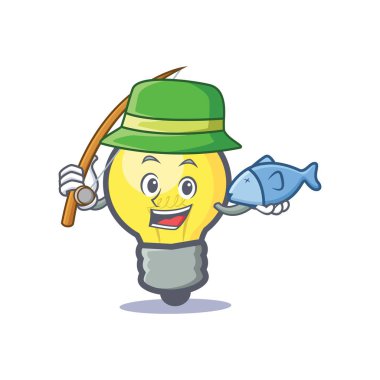Ampul karakter karikatür Balık tutma