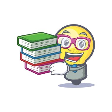 Öğrenci ampul karakter karikatür kitap ile