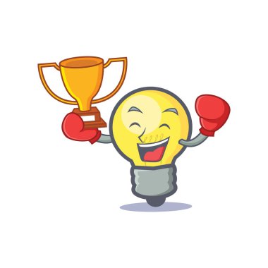 Ampul karakter karikatür kazanan boks