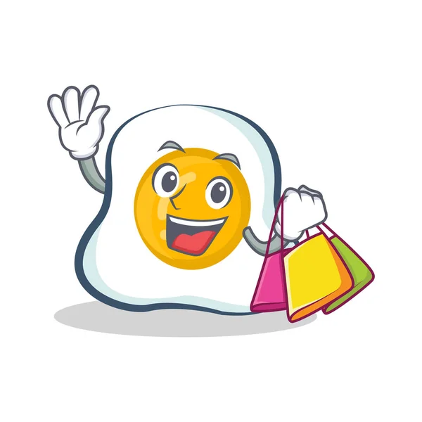 Compras huevo frito personaje de dibujos animados — Archivo Imágenes Vectoriales
