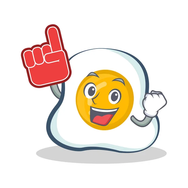 Foam finger fried egg character cartoon — Stock Vector