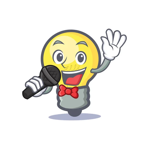 Karaoke lampadina personaggio cartone animato — Vettoriale Stock