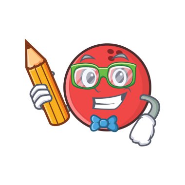 Öğrenci bowling topu karakter karikatür kalem ile