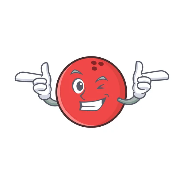 Augenzwinkern Bowlingball Charakter Cartoon — Stockvektor