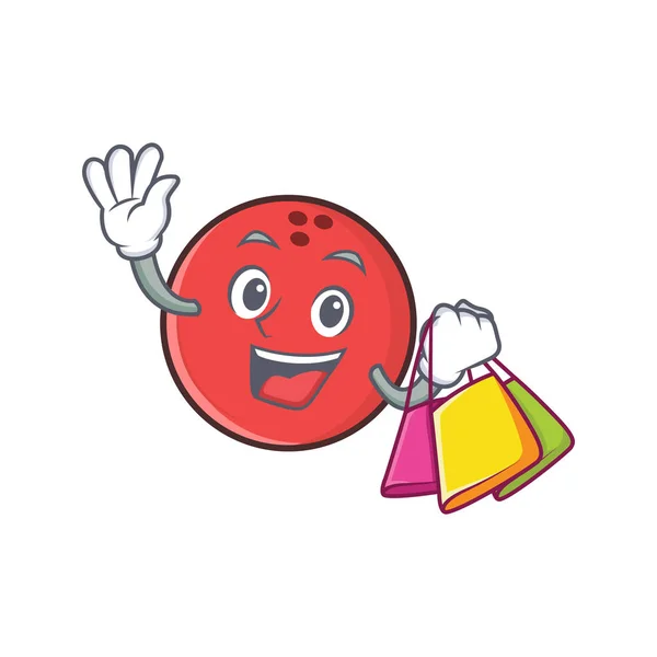 Einkaufen Bowlingball Charakter Cartoon — Stockvektor