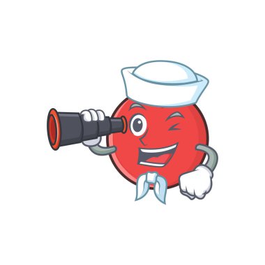 Dürbün ile denizci bowling topu karakter karikatür