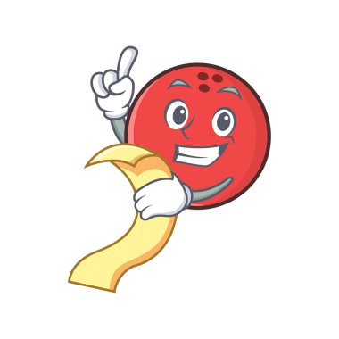 Menü ile bowling topu karakter karikatür