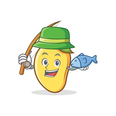 Balık tutma mango karakter karikatür maskot