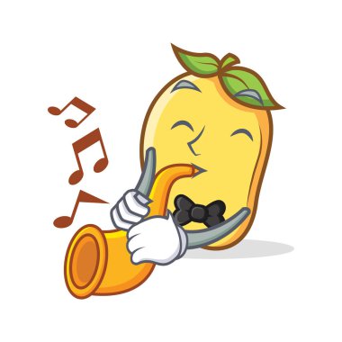 Mango karakter karikatür maskot trompet