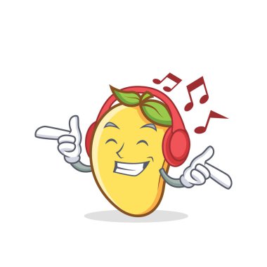 Dinleme müzik mango karakter karikatür maskot