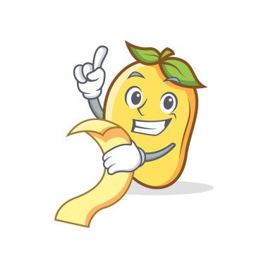 Mango karakter karikatür maskotu ile yemek listesi