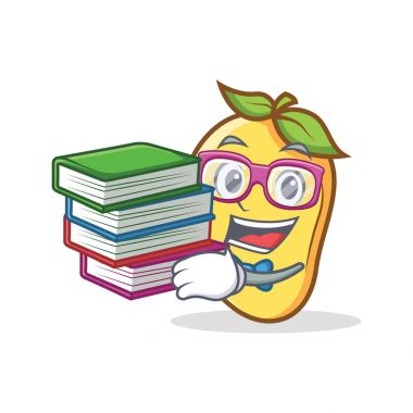 Öğrenci mango karakter karikatür maskot kitap ile