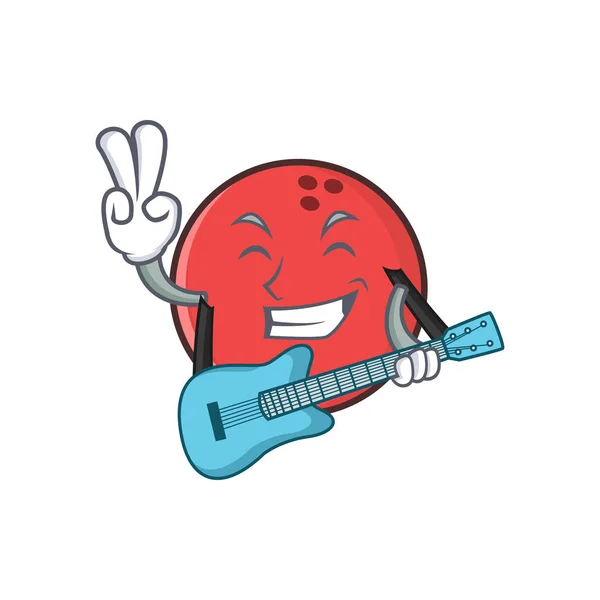 Μπάλα του μπόουλινγκ χαρακτήρα κινουμένων σχεδίων με κιθάρα — Διανυσματικό Αρχείο