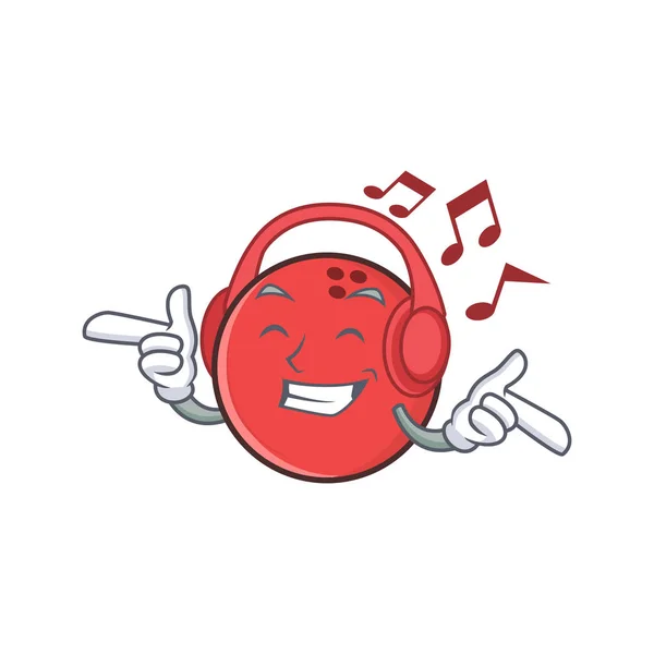 Écouter de la musique boule de bowling personnage dessin animé — Image vectorielle