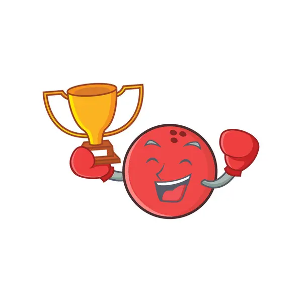 Boxen Bowlingball Charakter Cartoon Gewinner — Stockvektor