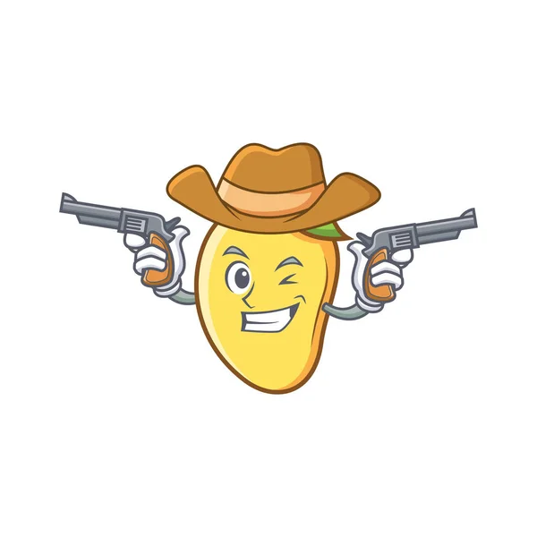 Cowboy mango personaggio cartone animato mascotte — Vettoriale Stock