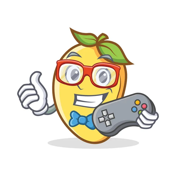 Gamer mango personaje mascota de dibujos animados — Vector de stock