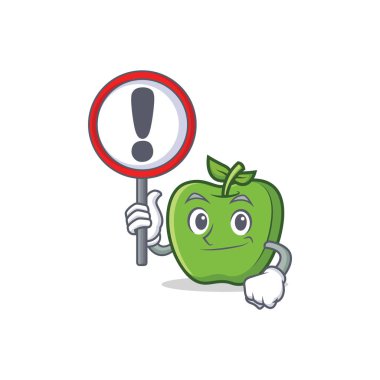 İşareti yeşil elma karakter karikatür ile