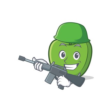 Ordu yeşil elma karakter karikatür