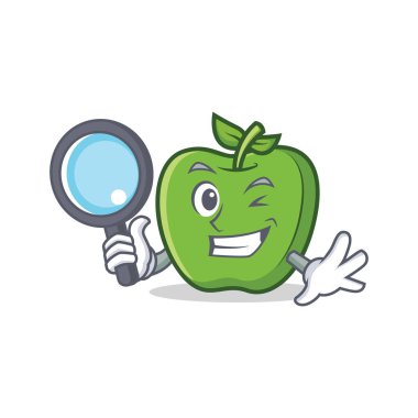 Dedektif yeşil elma karakter karikatür