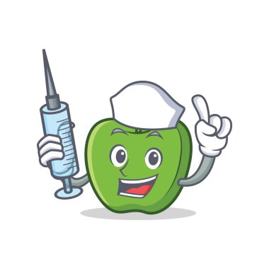 Hemşire yeşil elma karakter karikatür