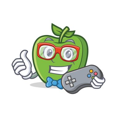 Oyun yeşil elma karakter karikatür
