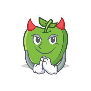 Şeytan yeşil elma karakter karikatür