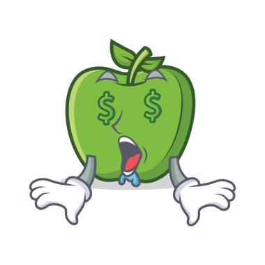 Para göz yeşil elma karakter karikatür