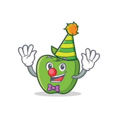 Palyaço yeşil elma karakter karikatür