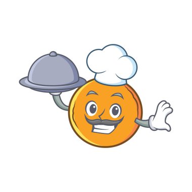 Şef gıda turuncu meyve çizgi film karakteri ile