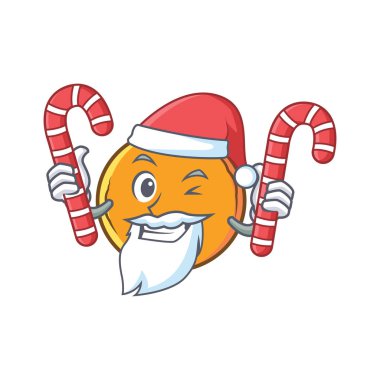 Santa turuncu meyve çizgi film karakteri şeker ile