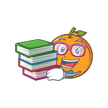 Öğrenci kitap turuncu meyve çizgi film karakteri ile