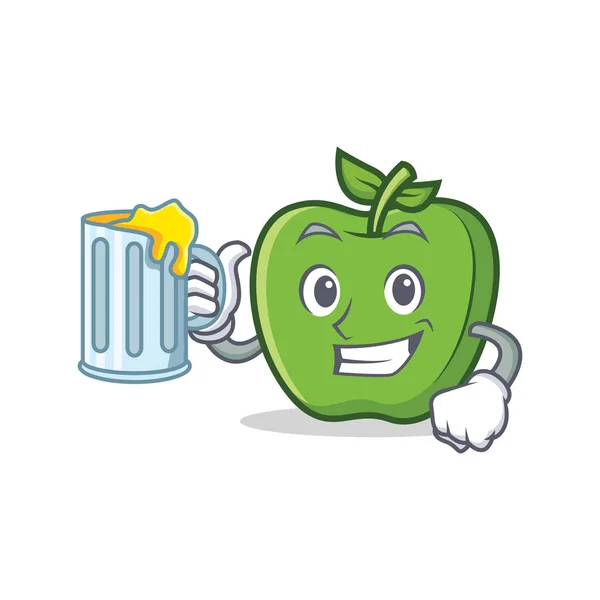 Groene appel karakter cartoon met SAP — Stockvector