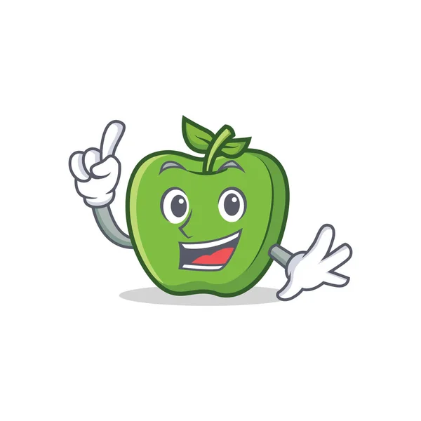 Dedo verde maçã personagem desenhos animados — Vetor de Stock