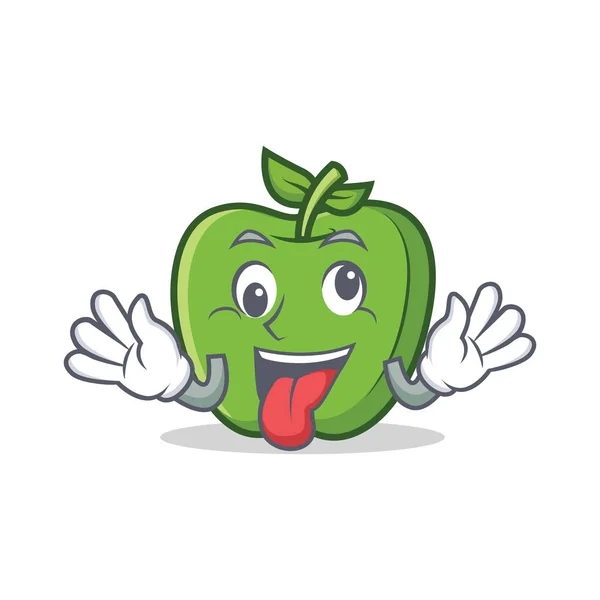 Louco maçã verde personagem cartoon — Vetor de Stock