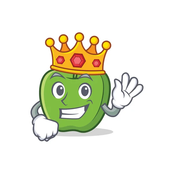 König grüner Apfel Charakter Cartoon — Stockvektor