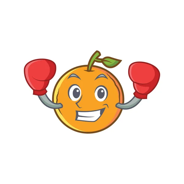 Karakter kartun buah oranye bertinju - Stok Vektor