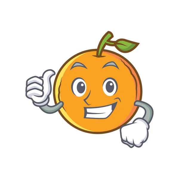 Duimschroef opwaarts oranje vruchten stripfiguur — Stockvector