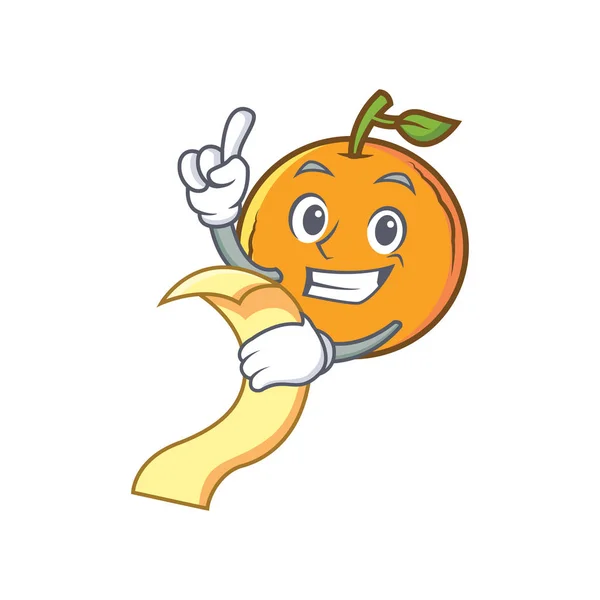ตัวละครการ์ตูนผลไม้ส้มพร้อมเมนู — ภาพเวกเตอร์สต็อก