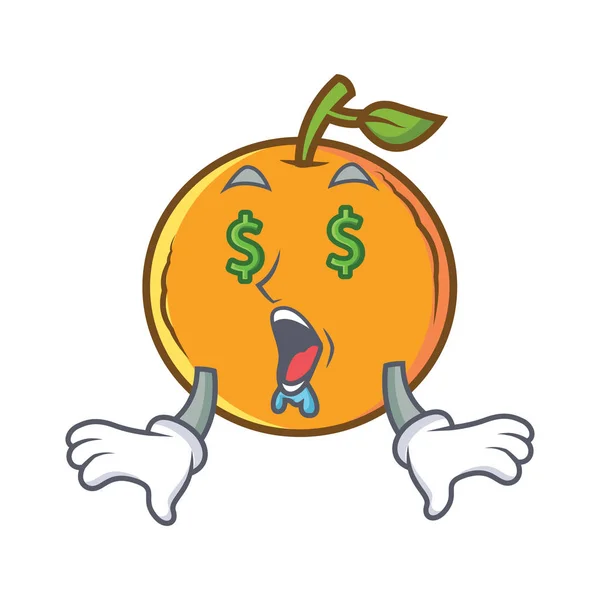 Peníze oko oranžové plody kreslená postavička — Stockový vektor