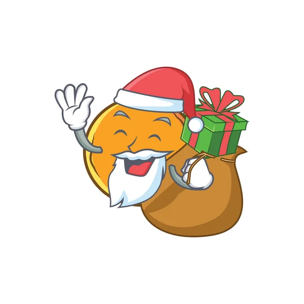 Père Noël avec cadeau orange fruit personnage de dessin animé — Image vectorielle