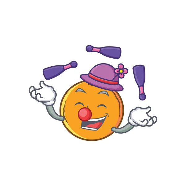 Jongleren oranje vruchten stripfiguur — Stockvector
