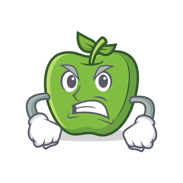 Kızgın yeşil elma karakter karikatür — Stok Vektör