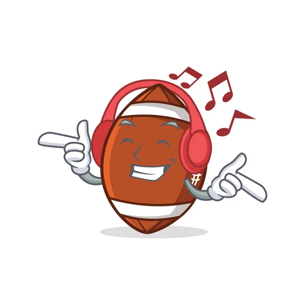 Écouter de la musique personnage de football américain dessin animé — Image vectorielle