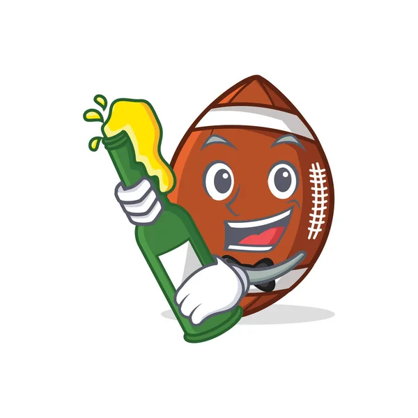 American Football Charakter Cartoon mit Bier — Stockvektor