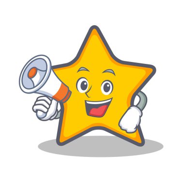 yıldız karakter karikatür tarzı megafon ile