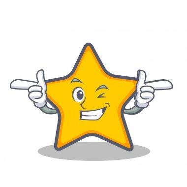 Wink yıldız karakter karikatür tarzı