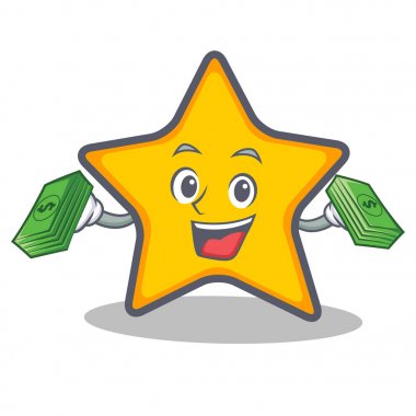 yıldız karakter karikatür tarzı para ile