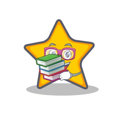 Öğrenci kitap yıldız karakter karikatür tarzı ile