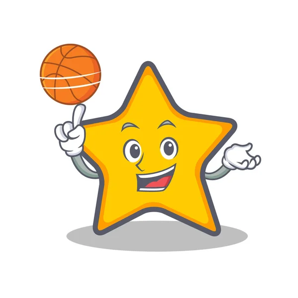 Jugando al estilo de dibujos animados personaje estrella de baloncesto — Vector de stock